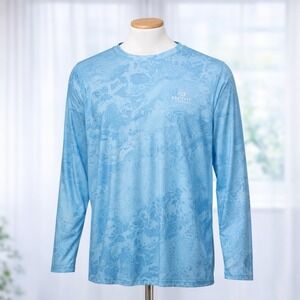 Realtree Performance Fishing Pullover Shirt Blue Print Mens Size XL Outdoor